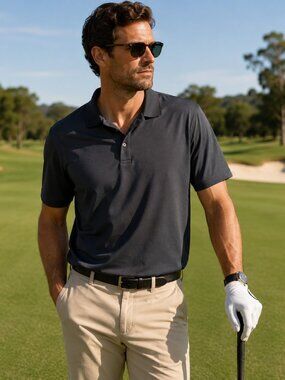 Pebble Beach Performance Polo Shirt Mens XL Dark Gray Golf Short Sleeve Button
